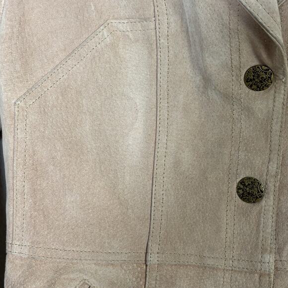 Vintage 90s Y2K Genuine Suede Leather Blazer Jacket Western Grunge Tan Size L - Picture 9 of 9